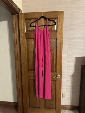 H&M Hot Pink Wide-Leg Spaghetti Strap Jumpsuit